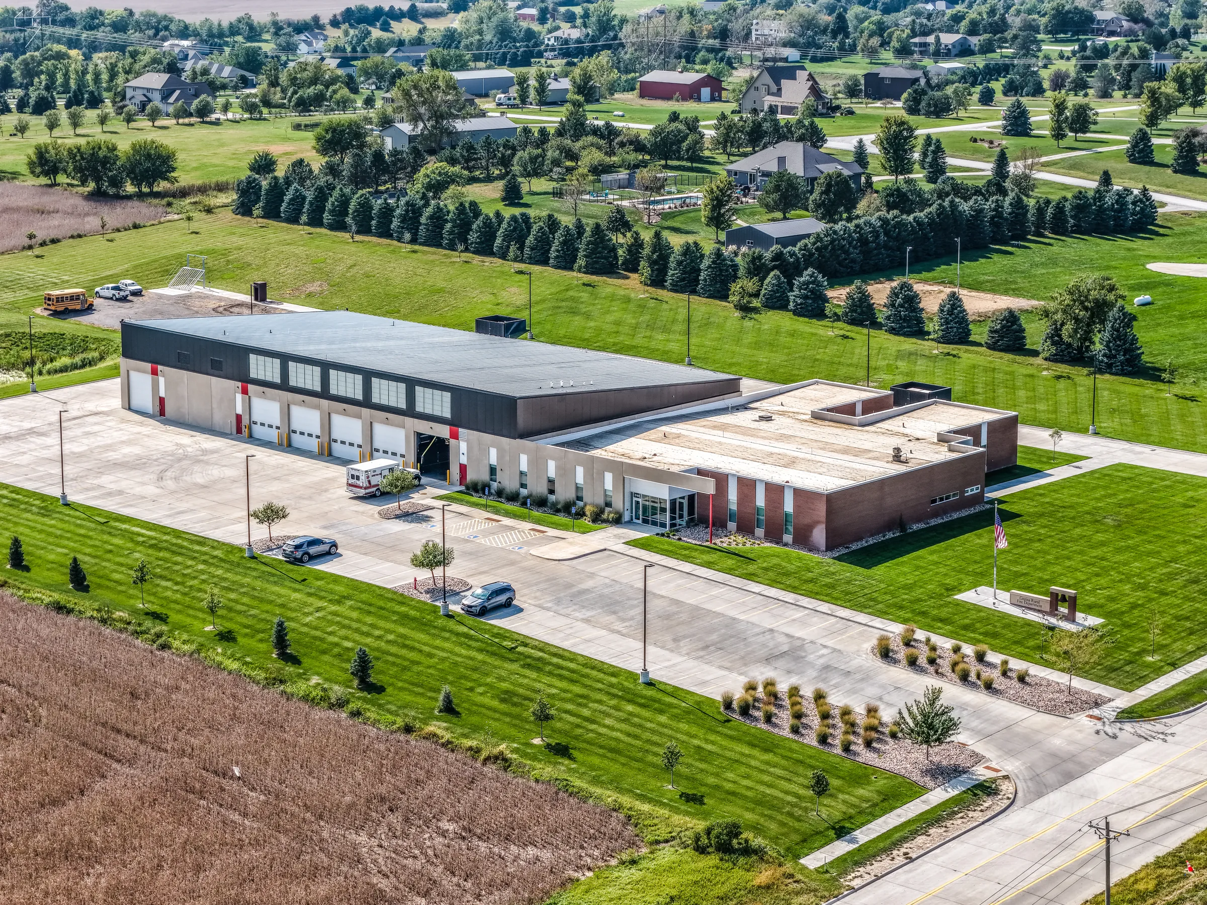 Aerial view of the Gretna Rural Fire Department building